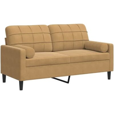 vidaXL 2-Sitzer-Sofa mit Zierkissen Braun 140 cm Samt 2163275 vidaXL 2-Sitzer-Sofa mit Zierkissen Braun 140 cm Samt 2163275