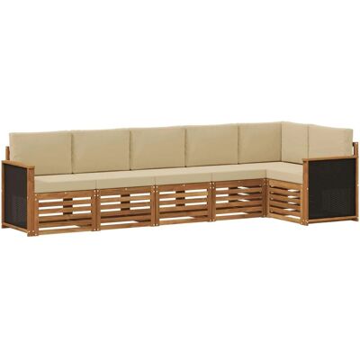vidaXL Ecksofa Set 5 Stk Natur Massives Akazienholz und Polyester 3384404 vidaXL Ecksofa Set 5 Stk Natur Massives Akazienholz und Polyester 3384404