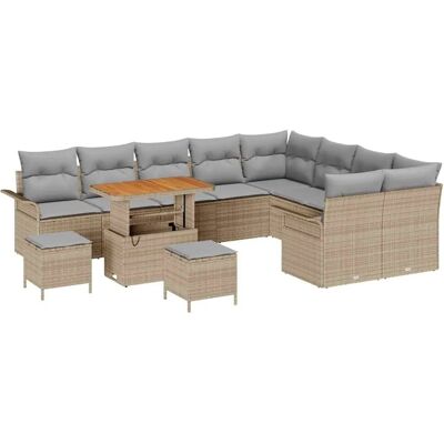vidaXL Garten-Sofa-Set mit Kissen 12-Tlg Beige und Hellgrau 3364127 vidaXL Garten-Sofa-Set mit Kissen 12-Tlg Beige und Hellgrau 3364127