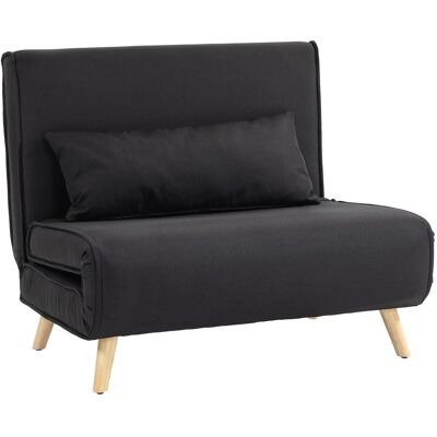 HOMCOM Chair Bed Leinenimitat Kautschukholz 94L x 78B x 80H cm Schwarz HOMCOM Chair Bed Leinenimitat Kautschukholz 94L x 78B x 80H cm Schwarz