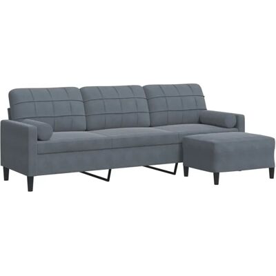 Vidaxl 3-Sitzer Samtsofa mit Hocker - Sofa Vidaxl 3-Sitzer Samtsofa mit Hocker - Sofa
