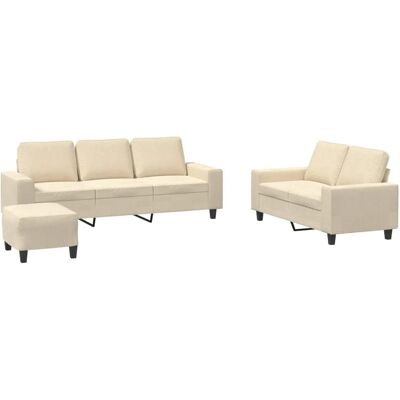 vidaXL 3-Tlg Sofagarnitur Creme Stoff 3201908 vidaXL 3-Tlg Sofagarnitur Creme Stoff 3201908
