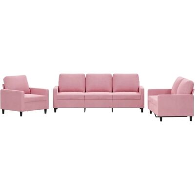 vidaXL Pinkes Samt 3-teiliges Sofa-Set - Sofagarnitur vidaXL Pinkes Samt 3-teiliges Sofa-Set - Sofagarnitur