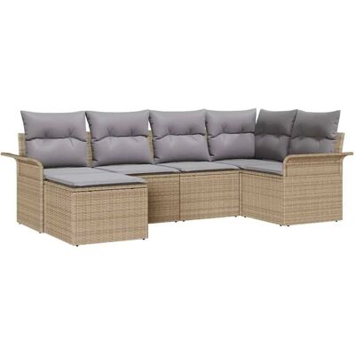 vidaXL Garten-Sofa-Set mit Kissen 6-Tlg Beige Poly Rattan 3345430 vidaXL Garten-Sofa-Set mit Kissen 6-Tlg Beige Poly Rattan 3345430
