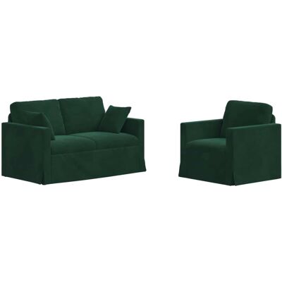 vidaXL Sofa Set 2-Tlg Dunkelgrün 138 x 78 x 80 cm Samt 3407509 vidaXL Sofa Set 2-Tlg Dunkelgrün 138 x 78 x 80 cm Samt 3407509