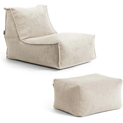 mokebo Sitzsack mit Hocker aus Cord Der Gelassene Bean Bag Relaxliege oder Bodenkissen in Beige mokebo Sitzsack mit Hocker aus Cord Der Gelassene Bean Bag Relaxliege oder Bodenkissen in Beige