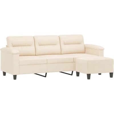 vidaXL 3-Sitzer Sofa mit Fußstütze - Microfaser Beige vidaXL 3-Sitzer Sofa mit Fußstütze - Microfaser Beige