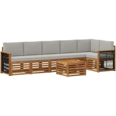 vidaXL Ecksofa Set mit Kissen 6 Stk Natur und Hellgrau 3384442 vidaXL Ecksofa Set mit Kissen 6 Stk Natur und Hellgrau 3384442