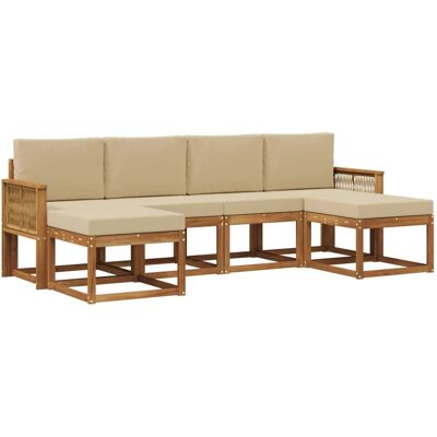 vidaXL Outdoor-Sofagarnitur mit Kissen 6 Stk Natur und Beige Polyester 3385439 vidaXL Outdoor-Sofagarnitur mit Kissen 6 Stk Natur und Beige Polyester 3385439