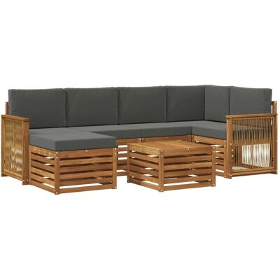 vidaXL Ecksofa Set mit Kissen 6 Stk Natur und Anthrazit 3384598 vidaXL Ecksofa Set mit Kissen 6 Stk Natur und Anthrazit 3384598