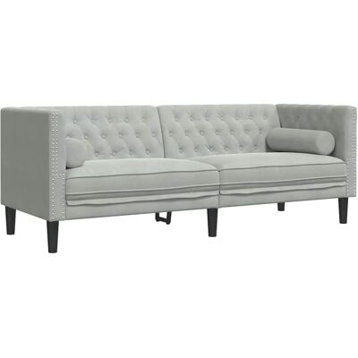 vidaXL Sofa Hellgrau 194 x 74,5 x 70,5 cm Samt 42013022 vidaXL Sofa Hellgrau 194 x 74,5 x 70,5 cm Samt 42013022