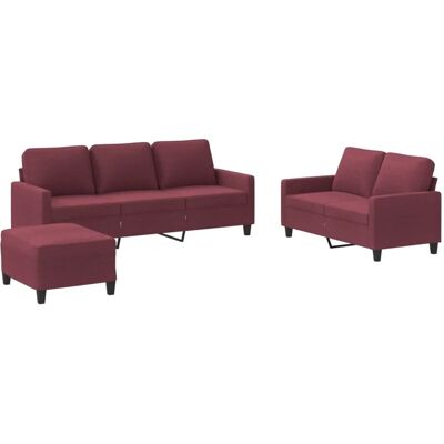 Vidaxl Rote Stoff 3-Teiliges Sofaset - Wohnzimmermöbel Vidaxl Rote Stoff 3-Teiliges Sofaset - Wohnzimmermöbel