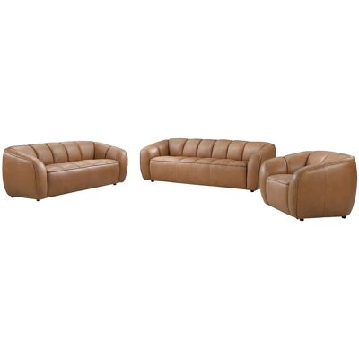 Vente-unique Couchgarnitur Mit Sessel Pradoni Camel 111.5 cm 202.5 cm 234 cm Vente-unique Couchgarnitur Mit Sessel Pradoni Camel 111.5 cm 202.5 cm 234 cm