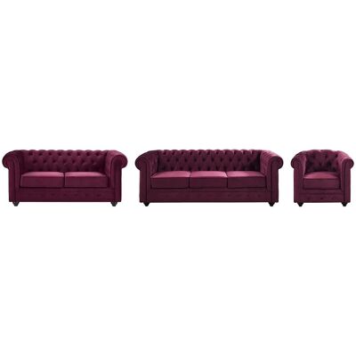 Vente-unique Couchgarnitur Mit Sessel Chesterfield Bordeaux 165 cm 82 cm 205 cm Vente-unique Couchgarnitur Mit Sessel Chesterfield Bordeaux 165 cm 82 cm 205 cm