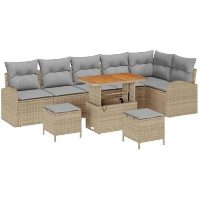 vidaXL Garten-Sofa-Set mit Kissen 9-Tlg Beige Poly Rattan 3362417 vidaXL Garten-Sofa-Set mit Kissen 9-Tlg Beige Poly Rattan 3362417
