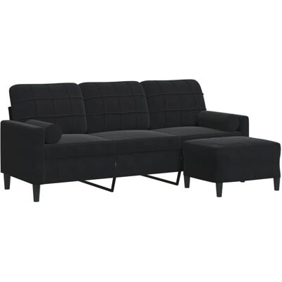 Vidaxl 3-Sitzer Sofa Samt Schwarz - Wohnzimmermöbel Vidaxl 3-Sitzer Sofa Samt Schwarz - Wohnzimmermöbel