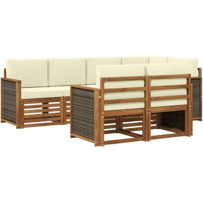 vidaXL Ecksofa Set mit Kissen 6 Stk Natur und Creme 3384466 vidaXL Ecksofa Set mit Kissen 6 Stk Natur und Creme 3384466