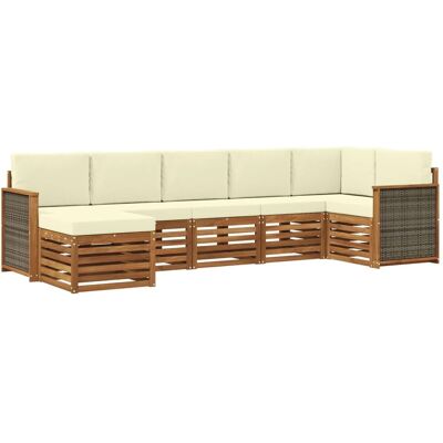 vidaXL Ecksofa Set mit Kissen 6 Stk Natur und Creme 3384616 vidaXL Ecksofa Set mit Kissen 6 Stk Natur und Creme 3384616