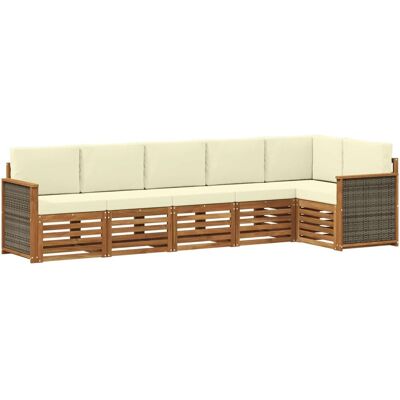 vidaXL Ecksofa Set mit Kissen 5 Stk Natur und Creme 3384406 vidaXL Ecksofa Set mit Kissen 5 Stk Natur und Creme 3384406