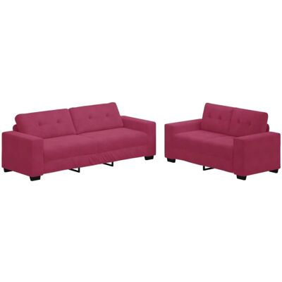 Velours Rotwein 2er Sofaset - Wohnzimmer Velours Rotwein 2er Sofaset - Wohnzimmer