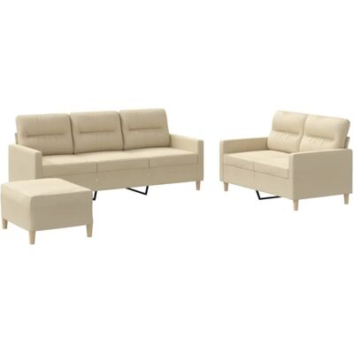 vidaXL 3-teiliges Creme Stoffsofa-Set - Sofa Set vidaXL 3-teiliges Creme Stoffsofa-Set - Sofa Set