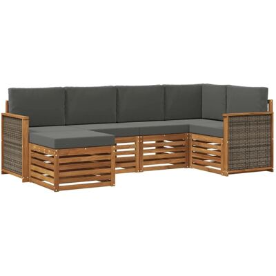 vidaXL Ecksofa Set mit Kissen 5 Stk Natur und Anthrazit 3384558 vidaXL Ecksofa Set mit Kissen 5 Stk Natur und Anthrazit 3384558