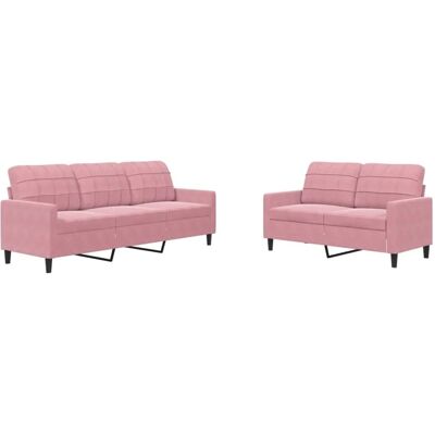 VidaXL Sofaset - Pink Velours 2 & 3-Sitzer VidaXL Sofaset - Pink Velours 2 & 3-Sitzer