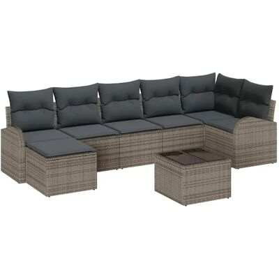 vidaXL Garten-Sofa-Set mit Kissen 8-Tlg Grau Poly Rattan 3346139 vidaXL Garten-Sofa-Set mit Kissen 8-Tlg Grau Poly Rattan 3346139