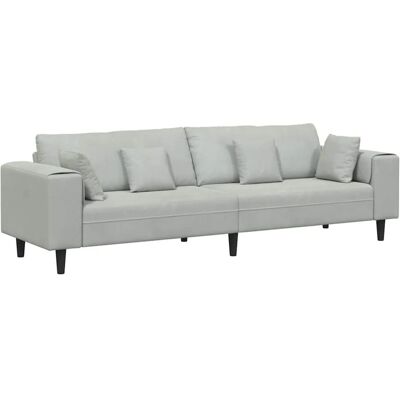 vidaXL Sofa mit Kissen Hellgrau 250 x 77 x 76 cm Samt 3335153 vidaXL Sofa mit Kissen Hellgrau 250 x 77 x 76 cm Samt 3335153