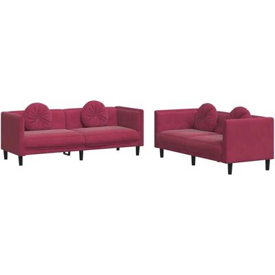 VIDAXL Rotes Samt 2er Sofaset - Wohnzimmermöbel VIDAXL Rotes Samt 2er Sofaset - Wohnzimmermöbel