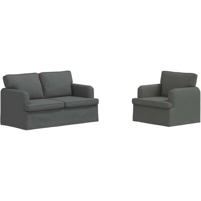 vidaXL Sofa 2-Tlg Dunkelgrau 144 x 80 x 85 cm Stoff 3407517 vidaXL Sofa 2-Tlg Dunkelgrau 144 x 80 x 85 cm Stoff 3407517