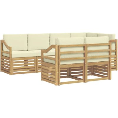 vidaXL Ecksofa Set mit Kissen 7 Stk Weiß und Creme 3392010 vidaXL Ecksofa Set mit Kissen 7 Stk Weiß und Creme 3392010