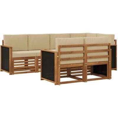 vidaXL Ecksofa Set 6 Stk Natur Massives Akazienholz und Polyester 3384464 vidaXL Ecksofa Set 6 Stk Natur Massives Akazienholz und Polyester 3384464
