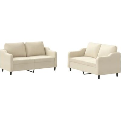vidaXL 2-teilige Creme Stoffsofa-Set vidaXL 2-teilige Creme Stoffsofa-Set