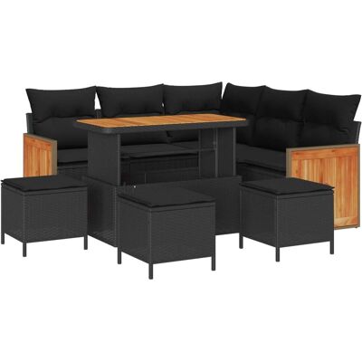 vidaXL Gartensofa-Set mit Kissen 9 Stk Schwarz 3363309 vidaXL Gartensofa-Set mit Kissen 9 Stk Schwarz 3363309