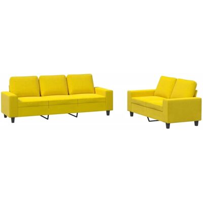 vidaXL 2-Tlg Sofagarnitur Hellgelb Stoff 3201903 vidaXL 2-Tlg Sofagarnitur Hellgelb Stoff 3201903
