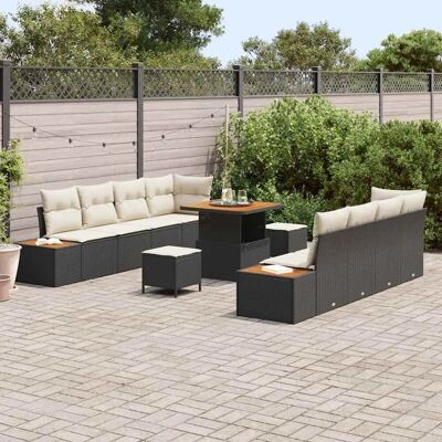 vidaXL Garten-Sofa-Set mit Kissen 11-Tlg Schwarz Poly Rattan 3362885 vidaXL Garten-Sofa-Set mit Kissen 11-Tlg Schwarz Poly Rattan 3362885