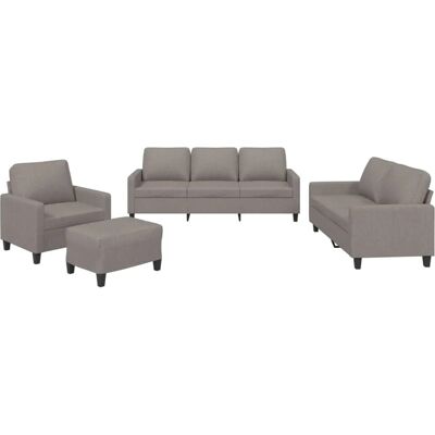 vidaXL 4-Tlg Sofagarnitur mit Kissen Taupe Stoff 3201443 vidaXL 4-Tlg Sofagarnitur mit Kissen Taupe Stoff 3201443