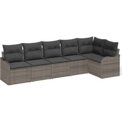 vidaXL Garten-Sofa-Set mit Kissen mit Speicher 6-Tlg Grau Poly Rattan 3354388 vidaXL Garten-Sofa-Set mit Kissen mit Speicher 6-Tlg Grau Poly Rattan 3354388