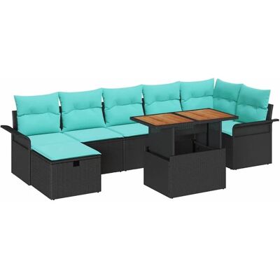 vidaXL Garten-Sofa-Set 8 Stk Schwarz Poly-Rattan 3361256 vidaXL Garten-Sofa-Set 8 Stk Schwarz Poly-Rattan 3361256