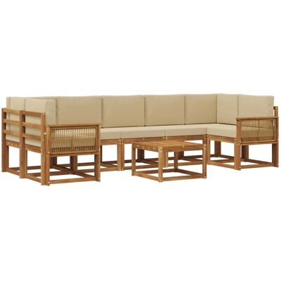 vidaXL Outdoor-Sofagarnitur mit Kissen 8 Stk Natur und Beige Polyester 3385079 vidaXL Outdoor-Sofagarnitur mit Kissen 8 Stk Natur und Beige Polyester 3385079