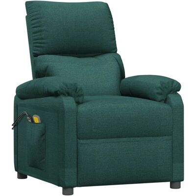 vidaXL Elektrischer Massagesessel Dunkelgrün Stoff 3098436 vidaXL Elektrischer Massagesessel Dunkelgrün Stoff 3098436