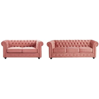 Unique Chesterfield Samtsofa 3-2 Sitze - Samtvelours Unique Chesterfield Samtsofa 3-2 Sitze - Samtvelours