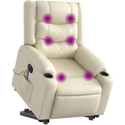 vidaXL Cremafarbenes Massagesessel mit Aufstehhilfe - Massagesessel vidaXL Cremafarbenes Massagesessel mit Aufstehhilfe - Massagesessel