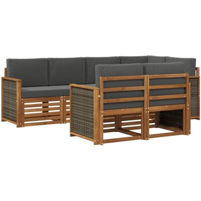 vidaXL Ecksofa Set mit Kissen 6 Stk Natur und Anthrazit 3384468 vidaXL Ecksofa Set mit Kissen 6 Stk Natur und Anthrazit 3384468
