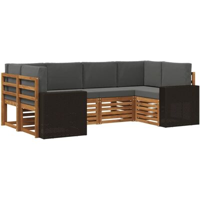 vidaXL Ecksofa Set mit Kissen 6 Stk Natur und Anthrazit Polyester 3384783 vidaXL Ecksofa Set mit Kissen 6 Stk Natur und Anthrazit Polyester 3384783