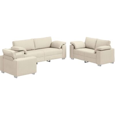 vidaXL Sofa-Set 3-Tlg Beige Leinenmischgewebe 3324607 vidaXL Sofa-Set 3-Tlg Beige Leinenmischgewebe 3324607