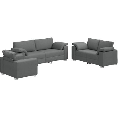 vidaXL Sofa-Set 3-Tlg Dunkelgrau Leinenmischgewebe 3324659 vidaXL Sofa-Set 3-Tlg Dunkelgrau Leinenmischgewebe 3324659