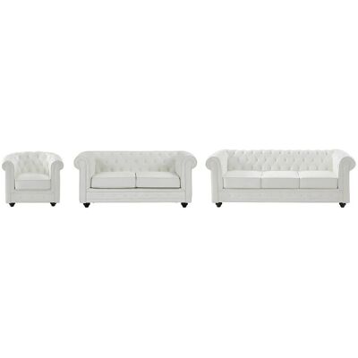 Vente-Unique Weiße Chesterfield Leder Couch-Set - Sofas Vente-Unique Weiße Chesterfield Leder Couch-Set - Sofas