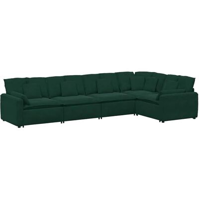 vidaXL Modulares Sofa mit Kissen Samt Dunkelgrün - Sofa vidaXL Modulares Sofa mit Kissen Samt Dunkelgrün - Sofa